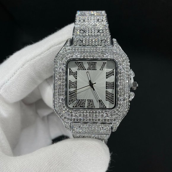 NEW | Luxury Iced Out Square Body White Gold Edition Watch - Picture 3 of 8